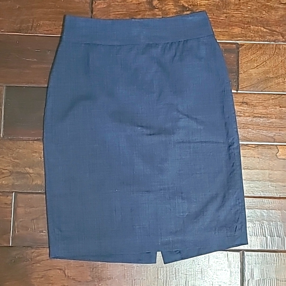 BR Wool Navy Blue Pencil Skirt, 2